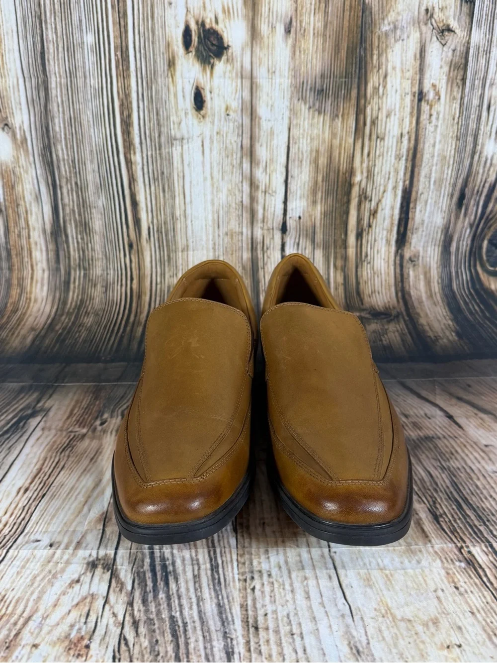 Clarks Mens Brown Leather Slip On Loafers Size 14 Dress Casual Shoes Comfort